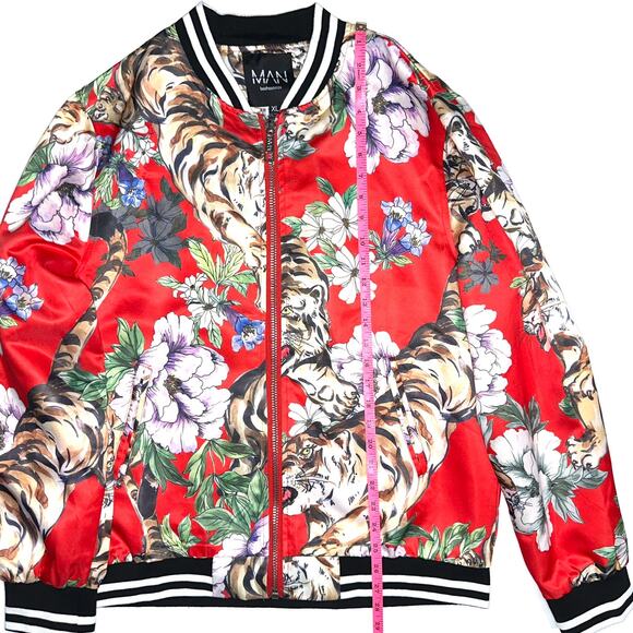 BoohooMAN Floral Tiger Sateen Bomber Jacket - Picture 10 of 12
